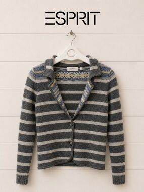 ESPRIT – Wool Blend Striped Cardigan (XS)